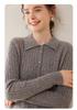 Women's Cable Knit Cashmere Cardigan - Polo Collar, Buttoned, College Style, Fall/Winter Layer