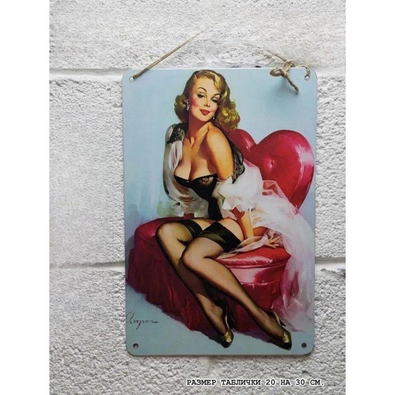 Pin-Up Girl Tin Plates, Garage Workshop Metal Decor 20x30cm