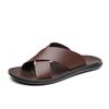 Fashion New Outdoor Summer Men's Slippers Walking Sandals Leisure Men Leather Slides All-match Travel Half Drag Non-Slip Male Flip-flops