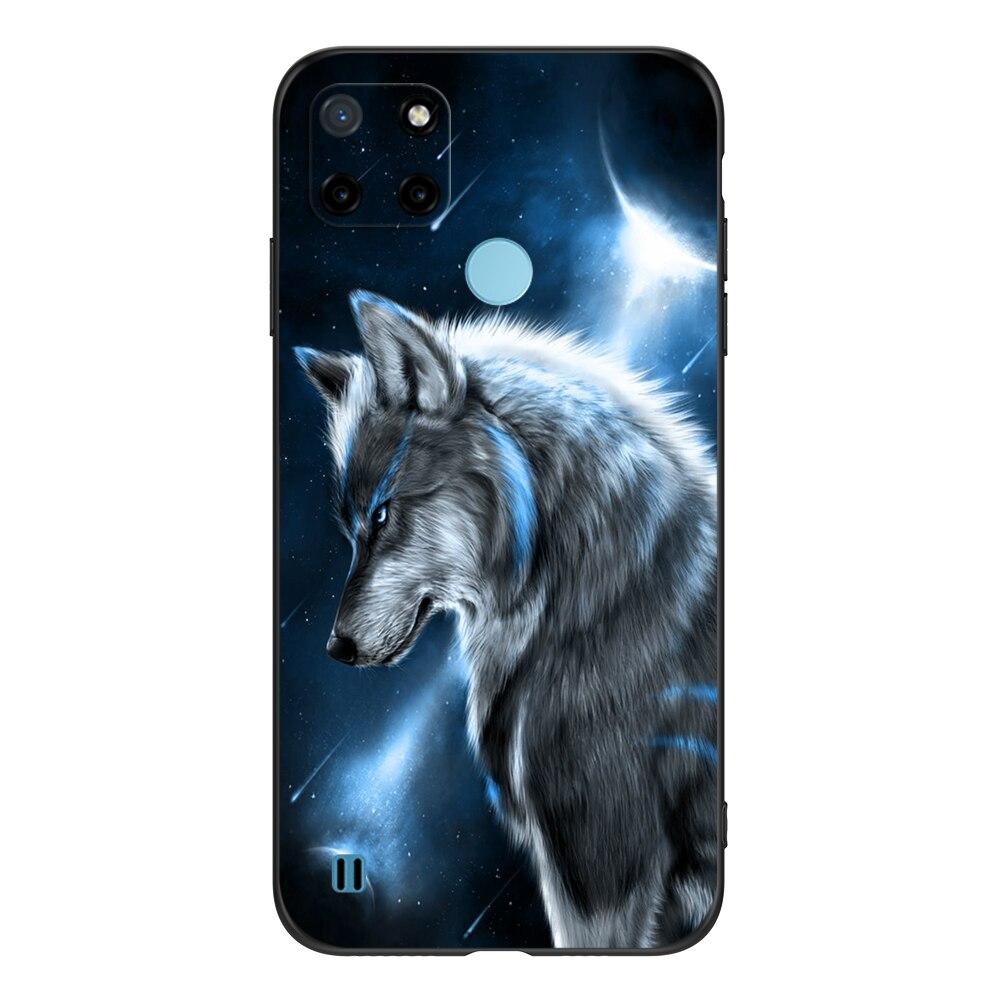 For Realme C21Y C25Y Case For OPPO Realme C21Y C25Y 4G Soft Case RMX3261 Coque 6.5inch Black Tpu Case Lion Wolf Tiger Dragon
