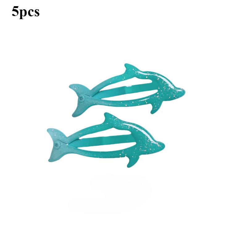 Women's Hair Accessories Gradient Multi Color Side Split Hair Clips Cute Dolphin Hair Claw Metal Animal Print Hair Clip for Girl