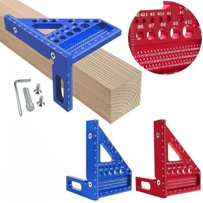 1Pc Carpenter Square Hole Scribing Ruler 22.5-90 Degree Measuring Ruler with Angle Pin Construction Precision Woodworking Tool