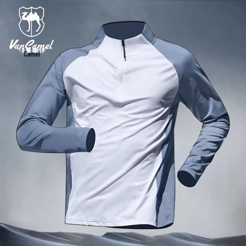 Мужская футболка VANCAMEL с полумолнией и длинным рукавом, быстросохнущая M