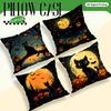 Halloween Black Cat Cushion Pillowcase Printed Polyester 45X45Cm Throw Pillowcover Decorative Sofa Cushion Pillowslip Home Decor