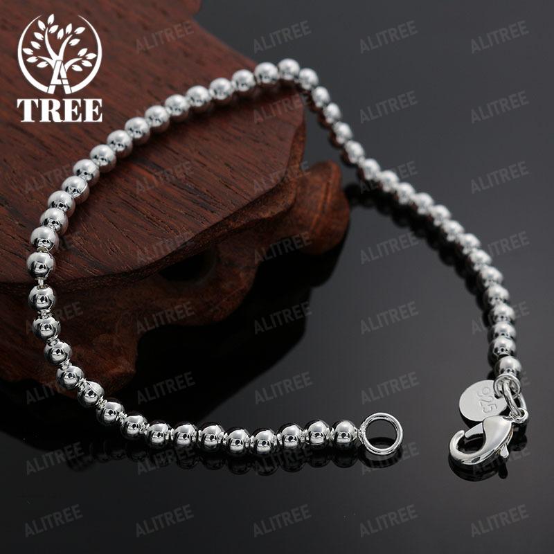 Fashion Elegant 925 Sterling Silver 4MM Beads Chain Women Cute Bracelet High Quality Gorgeous Jewelry