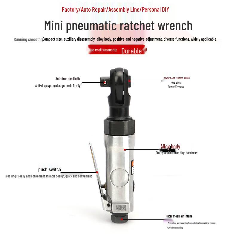 Heavy-Duty 90-Degree Pneumatic Ratchet Wrench