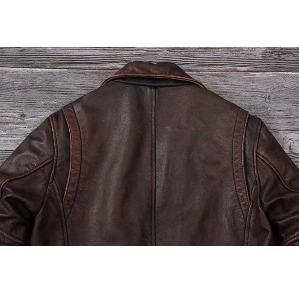 Chinese Size Vintage Genuine Leather Jacket Men Real Cowhide Air Force Flight Suit A2 Pilot Jacket Bomber Jacket