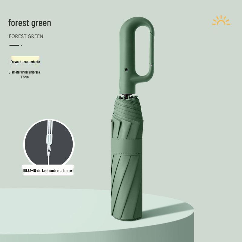 Automatic Windproof Folding Umbrella with Sun Protection, Reverse Design for All Weather, Black