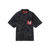 Men's Air Logo Full Print Chest Zipper Cardigan Short Sleeve Black Shirt DM3109-010