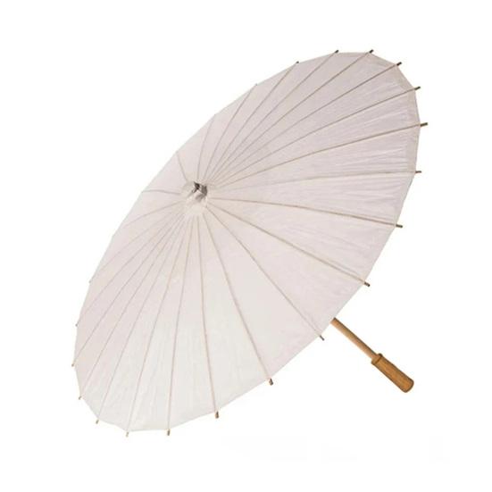 60/80CM DIY Hand-Painting Paper Umbrella Chinese Style Decorative White Oil-paper Umbrella with Wooden Handle Kids Coloring Oriental Umbrella Crafts
