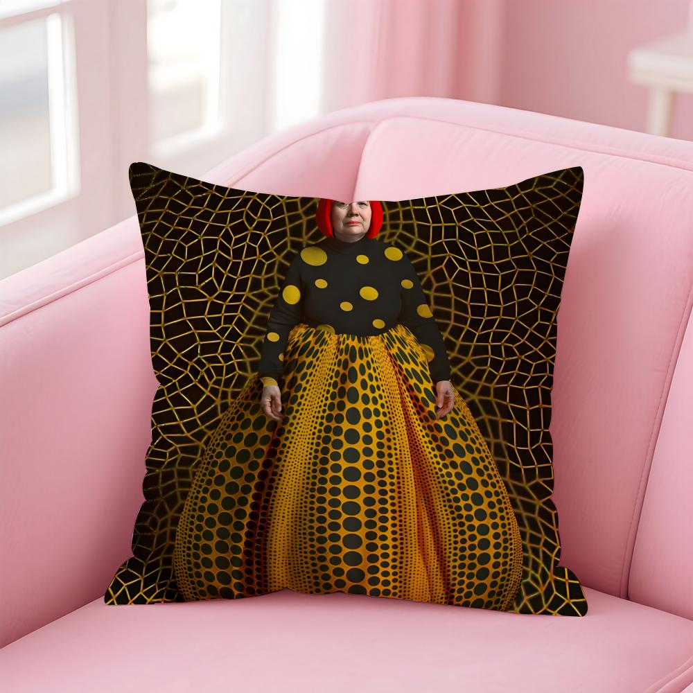 YYayoi Kusama series Cushion Cover Pillowcase Short Plush Invisible zipper Room Sofa Cushion Cover