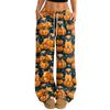 Women's Halloween Print Casual Wide Leg Pants with Drawstring Elastic Waist for Holiday Parties
