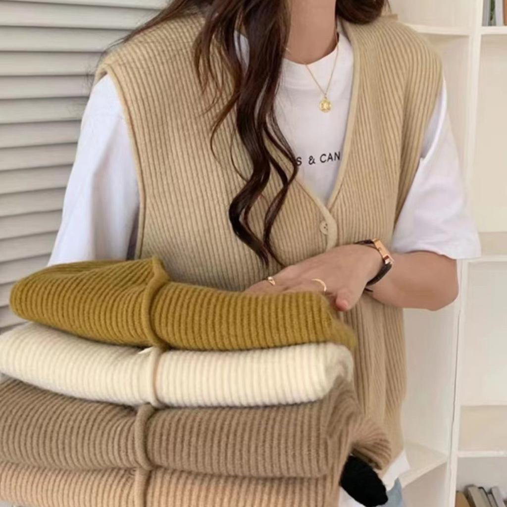 Spring Vest Women's Cardigan Knitted Vest Versatile Layering Korean Version Top