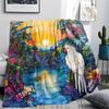 Rainforest Parrot Print Flannel Blanket, High Quality Comfortable for All Seasons, Home Decor, Warmth and Comfort, Perfect for Christmas Gifts