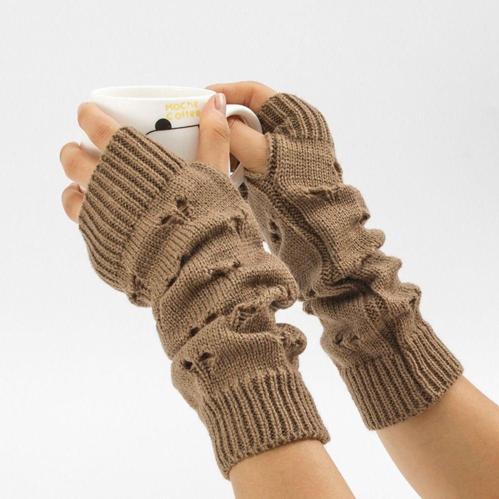 Elastic Hollow Out Loose Gloves  Half Finger Sleeves  Streetwear