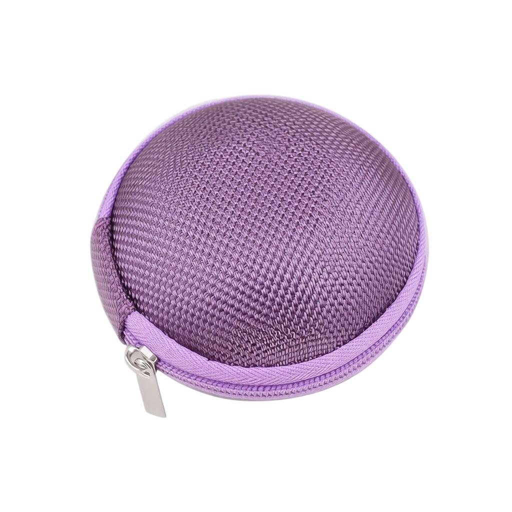 Compact Round EVA Hard Shell Case Small Storage Organizer for Earplugs Data Cables and Small Accessories Portable Zipper Closure