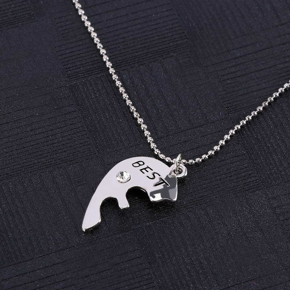 Gift Vintage Jewelry 3pcs/ Set Rhinestone Crystle Best Friends Pendant Heart Shape Necklace