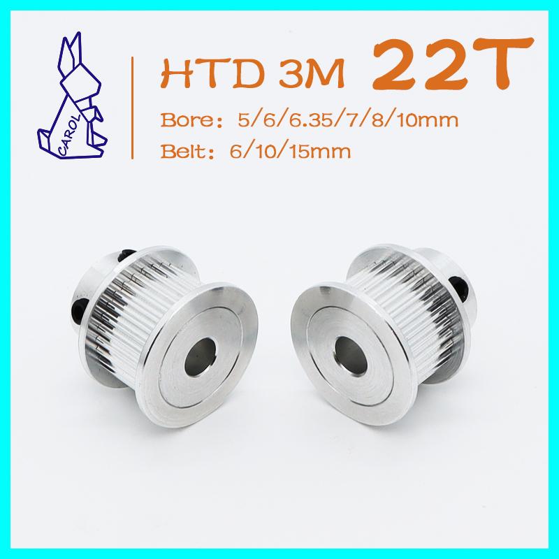 22Teeth HTD 3M Timing Pulley Synchronous Wheel 3M 22T Bore 5 6 7 8 10mm Pulley 3M Belt Width 6/10/15mm HTD3M Timing Belt Pulley 6mm