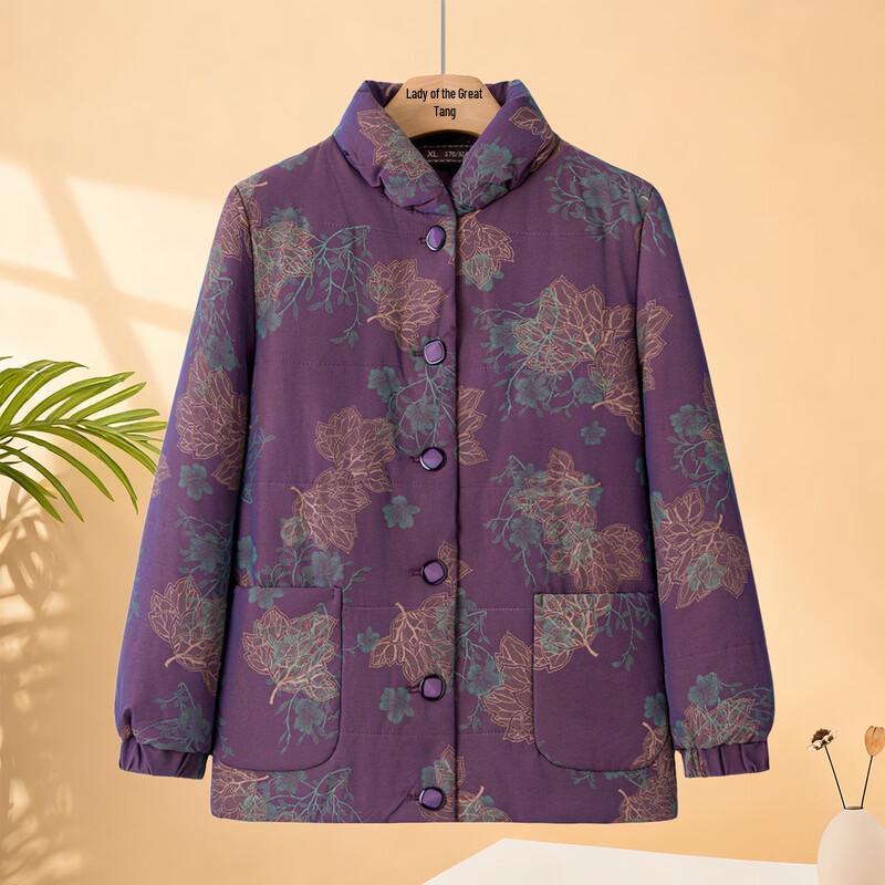 Elderly Women's Padded Floral Winter Coat