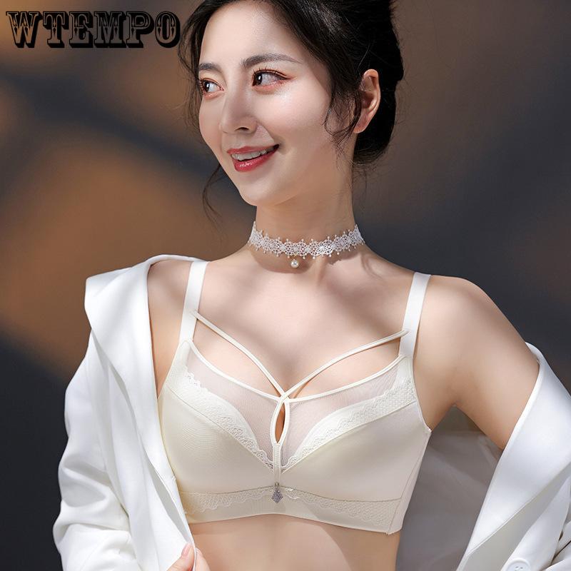 French Style Lingerie Women's Underwire Gathering Bra Adjustable Seamless Sexy Bra