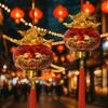 Hot Stamping Relief Spring Festival Lanterns Glowing Chinese Style New Year Pendants with Tassel Handmade Projection Lanterns