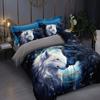 Wolf Pattern Duvet Cover Set-Animal Print Breathable All-Season Zipper Closure, Woven Sanded Polyester Fabric, Digital Printing