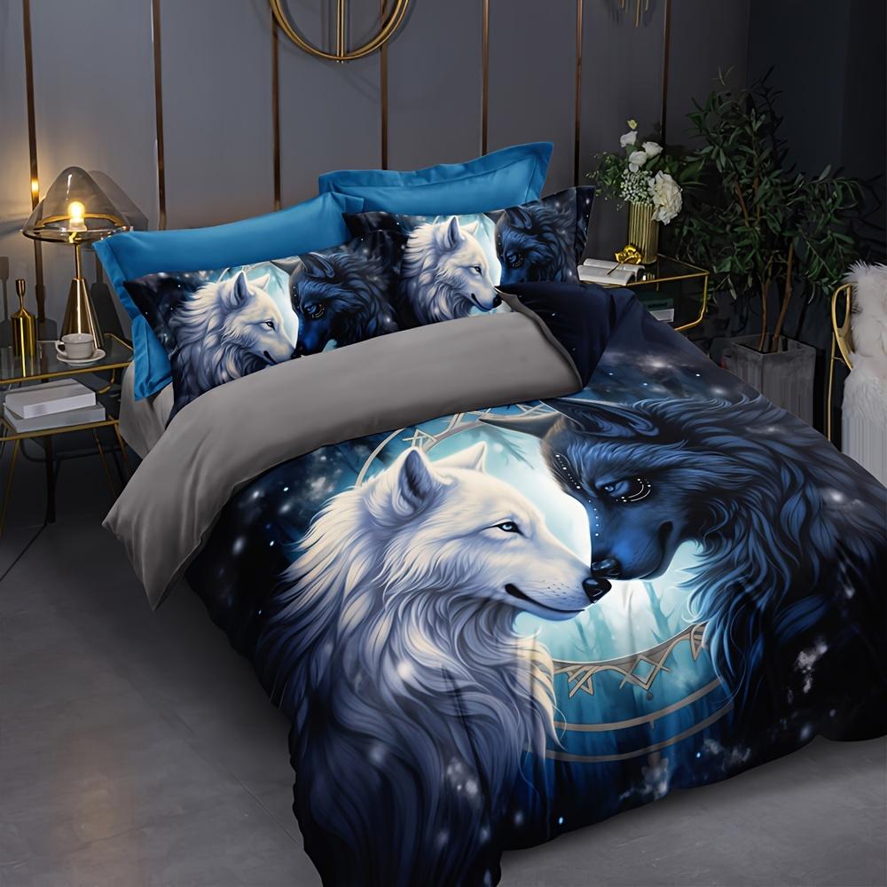 

Комплект из 3-х пододеяльников с рисунком волка - дышащая всесезонная застежка-молния из тканого шлифованного полиэстера с анималистичным принтом 135X200cm