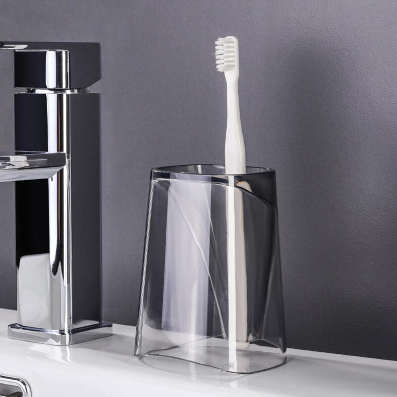 Upside-down bathroom toothbrush holder and holder set Spot Gray