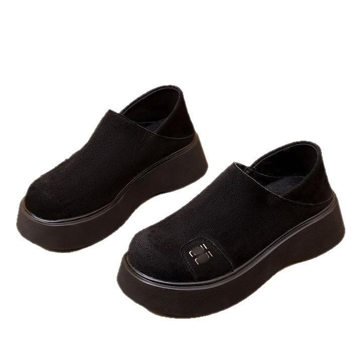 Retro platform Birkenstocks autumn new muffin shoes heightened non-slip round head shoes