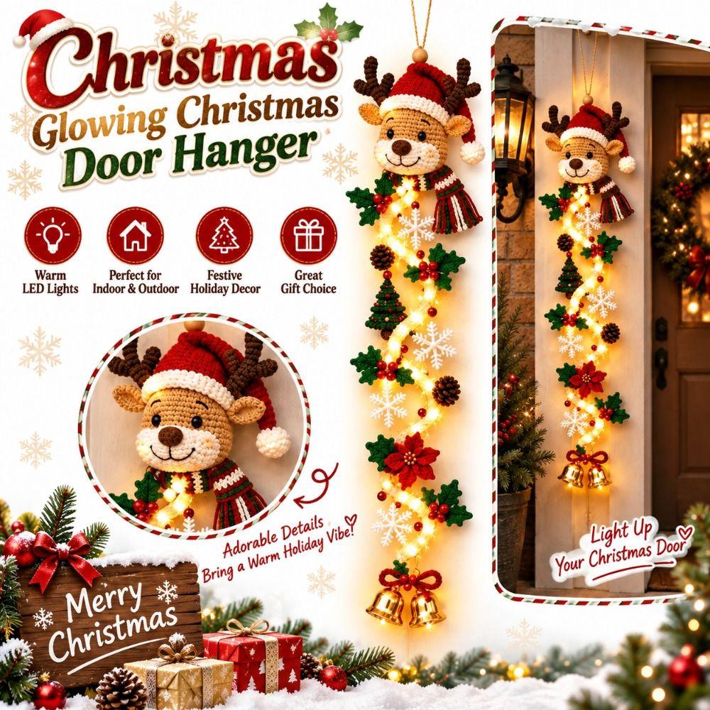 Christmas Tree Style Christmas Glowing Christmas Door Hanger Lighted Wall Hanging Front Porch