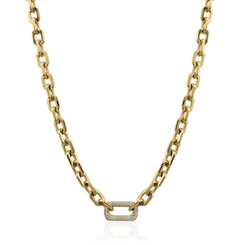 New Arrival Fashion Jewelry 18k Gold Plated Stainless Steel Simple O Chain Inset Zircon Necklace Bracelet Jewelry  for Women