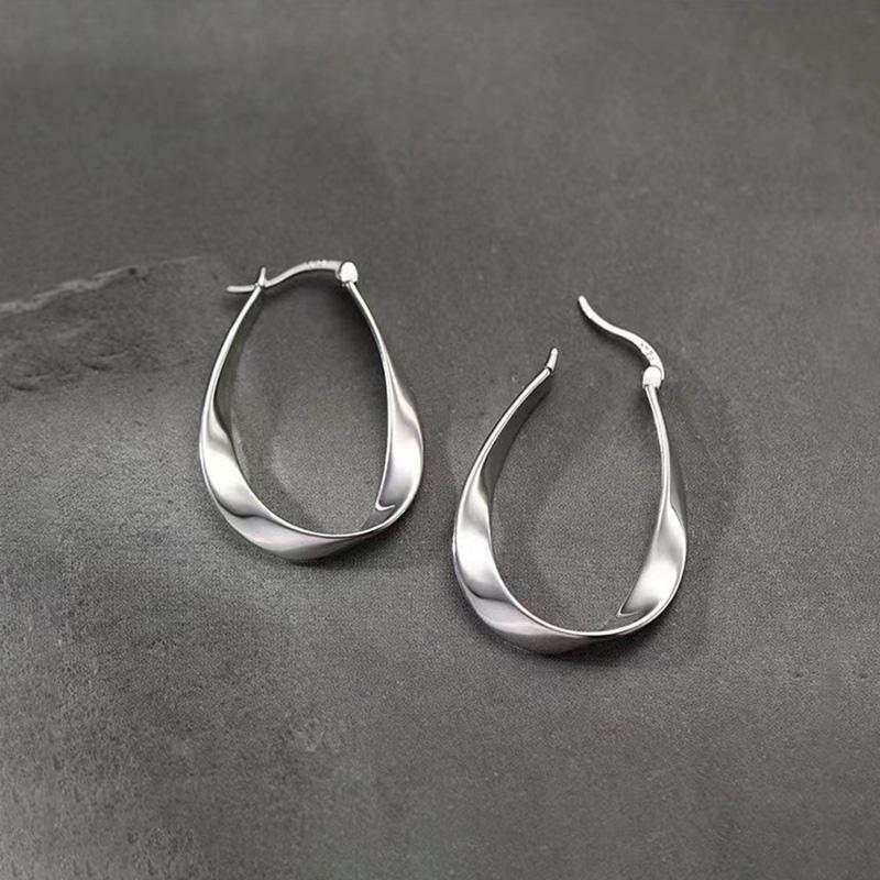 Silver Mobius Geometric Hoop Earrings For Women Party Classic Fine Jewelry Advanced Feeling Accessories