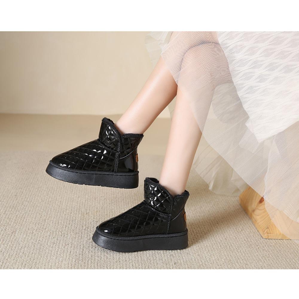 Winter Fleece Warm Diamond Patterned Snow Boots for Women