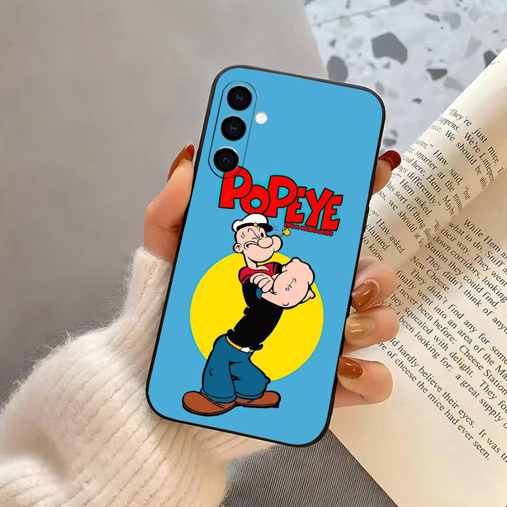 

Cartoon funny P-Popeye-es Phone Case For Samsung Galaxy A73,A72,A71,A70,A53,A52,A51,Soft Silicone Black Cover Samsung a51 4g