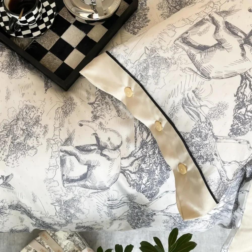 New Style High Quality Silk Washed Bed Quilt Cover 4Pcs Set for Queen Size Universal for All Seasons Bedding Set Duvet Cover Set