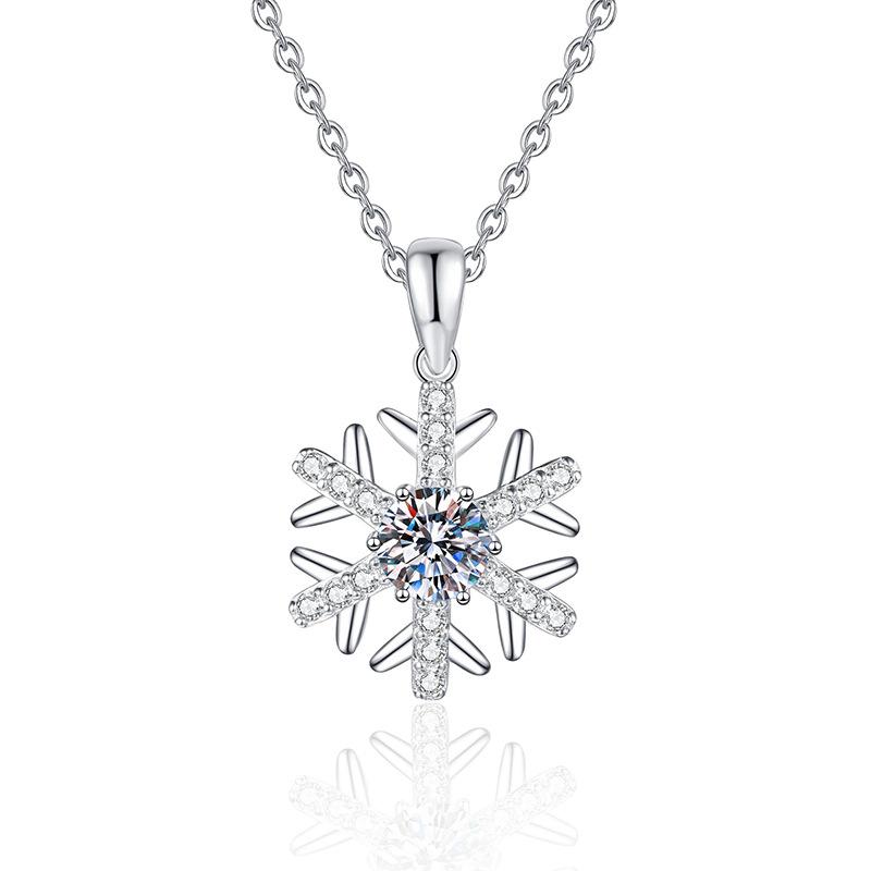New S925 Silver Sparkling Snowflake Women s Necklace, Niche Fashion, Exquisite, High-quality Wedding Jewelry