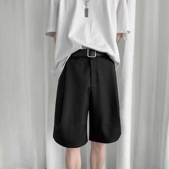 Men Shorts Button Zipper Fly Mid-rise Summer Sport Pants Wide Leg Ultra-Thin Ice Silk Fitness Short Pants