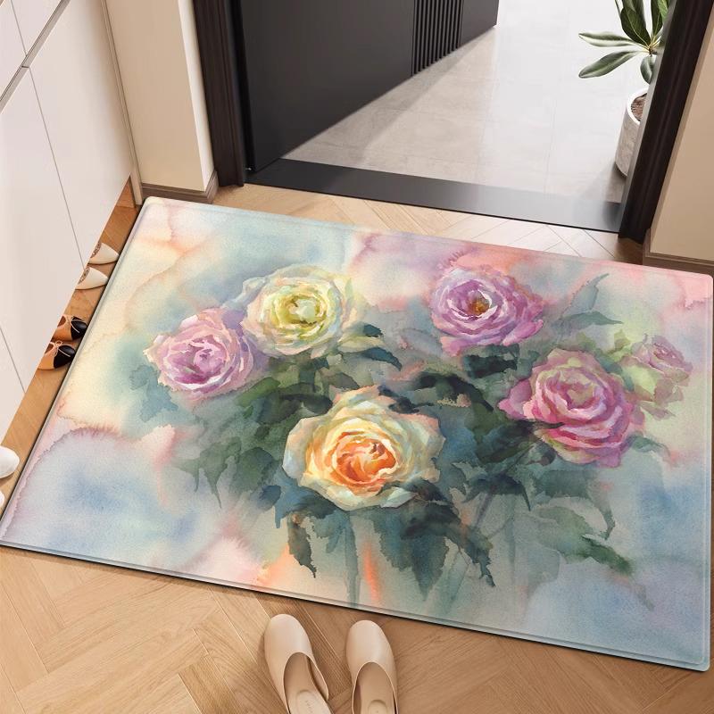 

3D картина маслом винтажный цветочный коврик для ванной комнаты водопоглощающий пенный коврик с эффектом памяти для туалета кухни прачечной 40x60cm