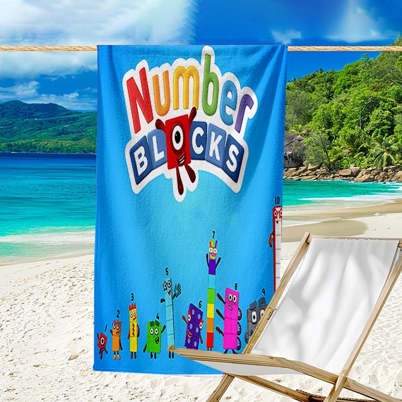 Beach Towel with Number block Pattern - soft,absorbent,machine washable Lightweight&Modern,swimming,Travel Essentials
