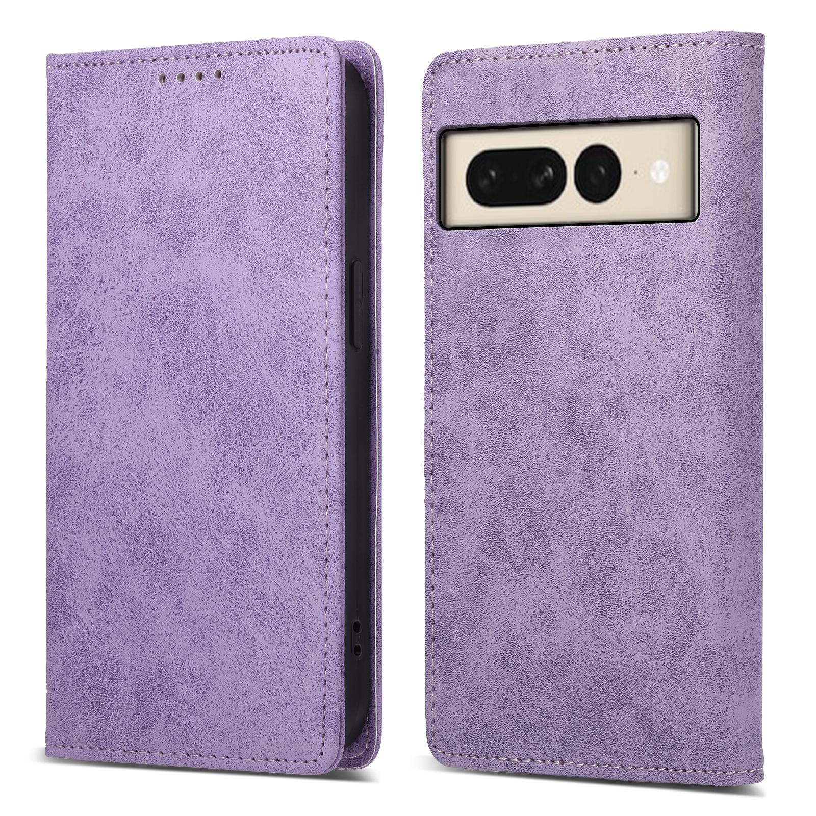 

DF-05 For Google Pixel 8 Pro Business Solid Color Leather Phone Case RFID Blocking Wallet Stand Cover Purple