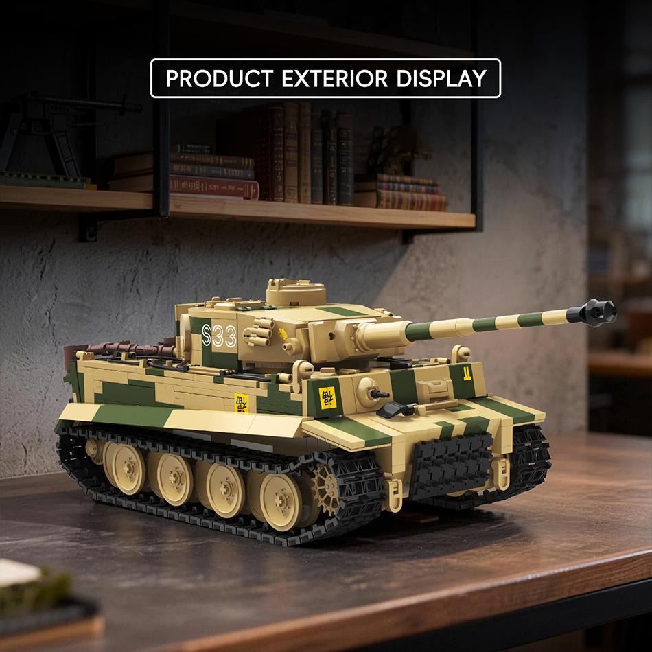 Tiger Panzer Baustein gepanzertes Fahrzeug Vollständig im Spiel gekauftes Modell Montage Militär Puzzle Spielzeug Geschenk