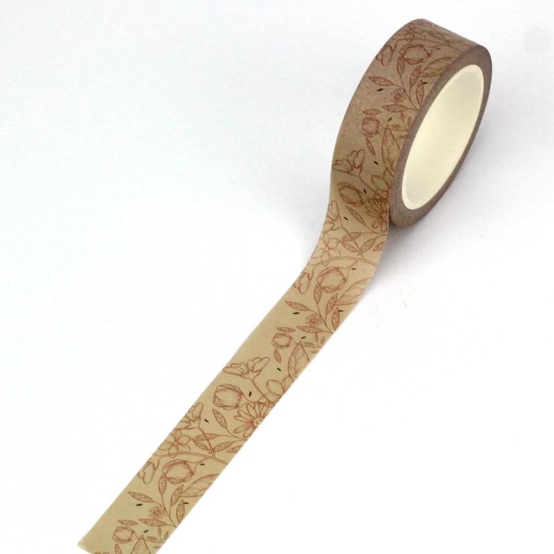 NEW 1X 10M Decor Flower Leaves Japanese Paper Cinta Washi Tape Set for Scrapbooking Masking Tape Cute Journal Kawaii Papelaria