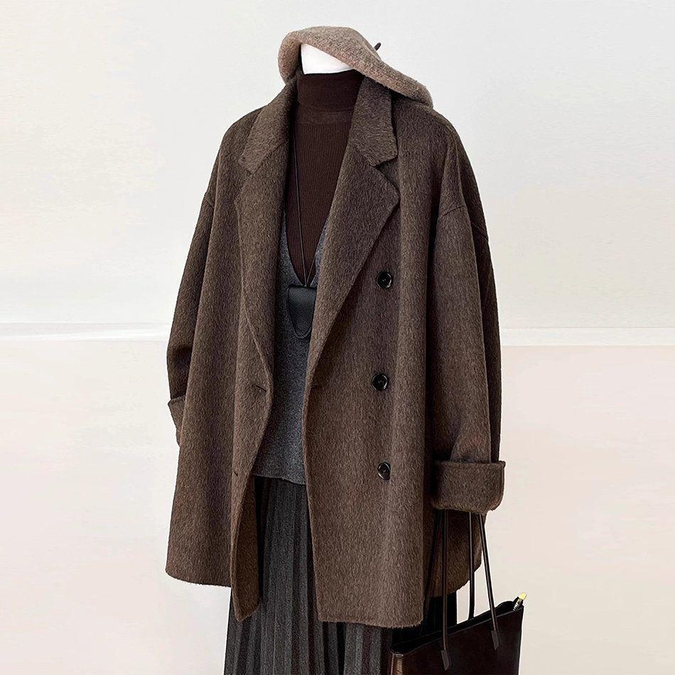 Women's Trendy Maillard Woolen Coat, 2025 Winter Collection - Cotton-Padded, Mid-Length, Petite Size