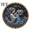 Relaxing Craft Kit for Stress Relief Zodiac Sign Faux Pearl Art Kit, 12 Signs DIY Painting Handmade Picture Kits, Round 3D Constellation Wall Adults,
