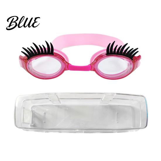 PC Lenses Goggles Kids Swim with Eyelashes Waterproof No Leakage Anti-Fog UV Adjustable Headband Protection Clear Lens Boys Girls Silicone Swimming
