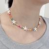 Elegant Turquoise Starfish Charm Necklace Adjustable Length Neckchain Fashionable Clavicle Chain Accessory for Ladies