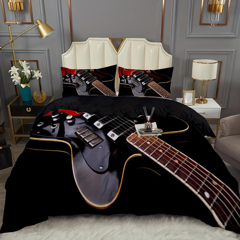 Rock guitar three-piece duvet cover grinding kit digital printing