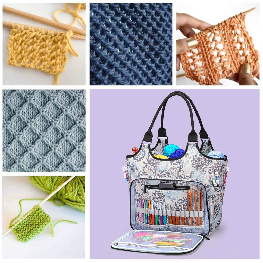 Yarwo Knitting Tote Yarn Storage for Knitting Crochet and Knitting Supplies Bag, Bag, Needles, Hooks, (Dandelion)