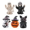 Small Halloween Statues for Shelves Resin Figurine, Spooky Skeleton Pumpkin Ghost Statue Home Accents Tiered Tray, Tabletop, Shelf, Indoor Kitchen