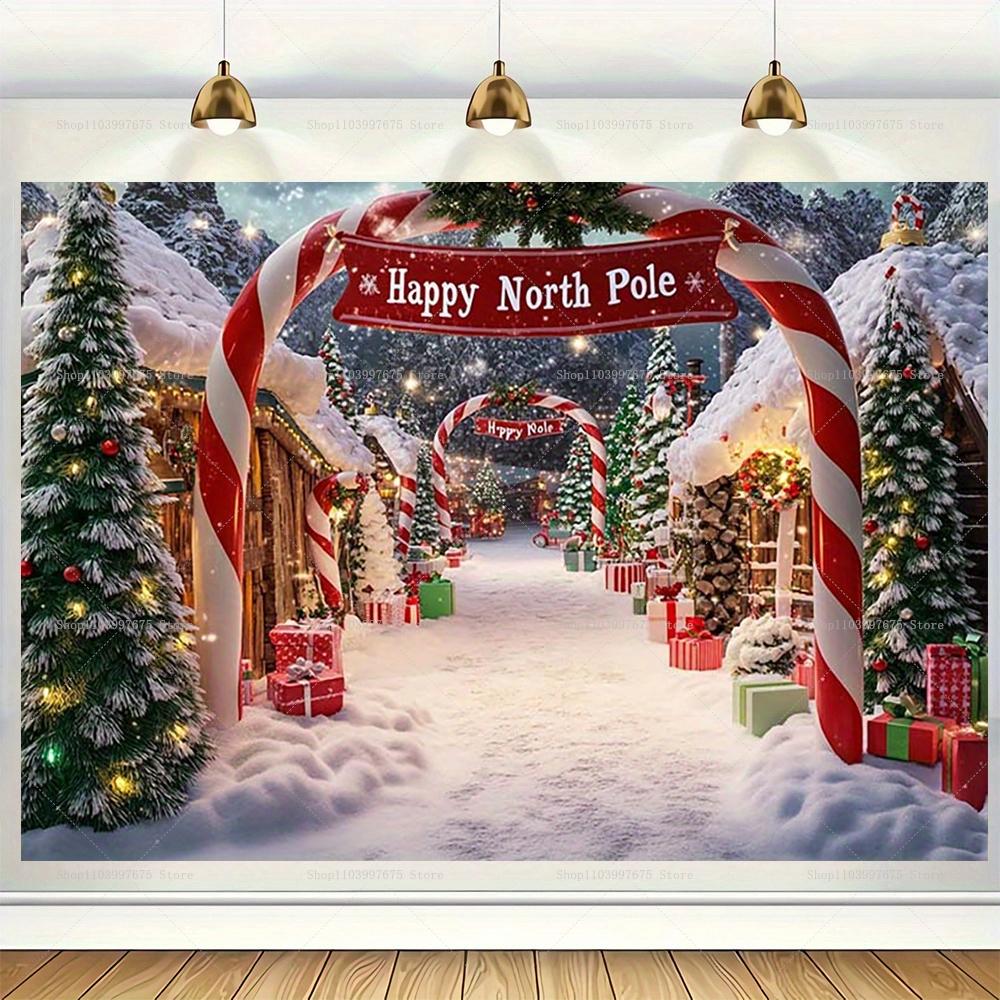 Christmas North Pole decorations, Christmas holiday party decorations, photography backdrop banner, photo booth props, party supplies5398
